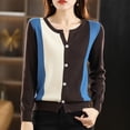thumbnail image 5 of TINZ Color Blocked Ribbed Round Neck Cardigan Women plus Sweaters Long Knitted Sweaters for Women Cabin Sweaters for Women, 5 of 5