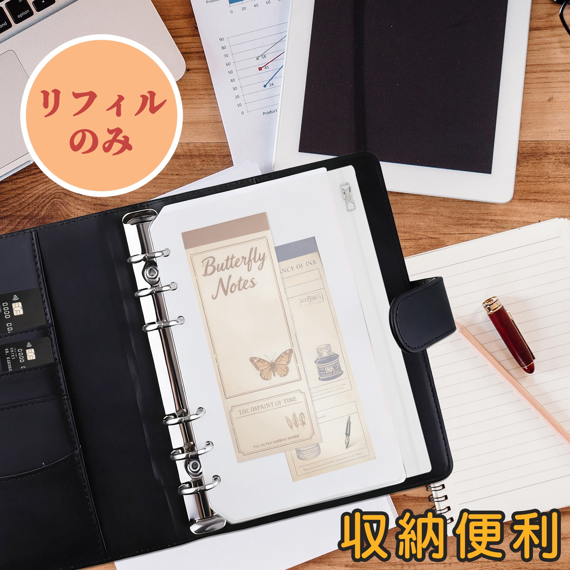Unique Bargains Binder Zipper 6-Ring Loose Leaf Pouch Waterproof Clear Sleeves A5 White