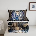 thumbnail image 5 of Manfei Woodland Lion Full Size Comforter Sets, Vintage Boho Western Bedding Comforter Set, Blue Brown, Polkadot Reversible, 3-Piece, 1 Comforter and 2 Pillowcases, 5 of 7