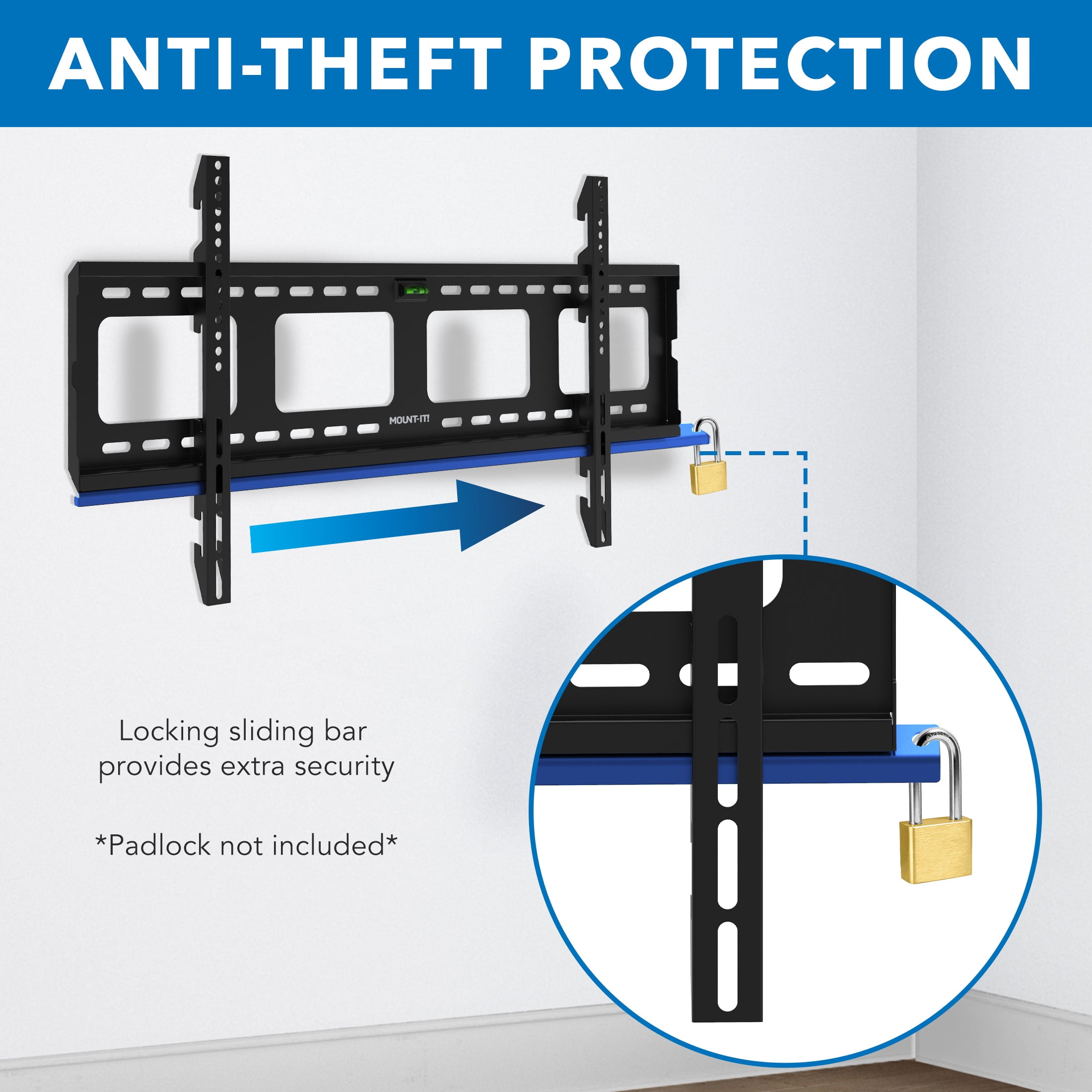 Mount-It! Low Profile Fixed Flat Screen TV Wall Mount Bracket for 42" to 90" TV's, 220 lbs. Capacity