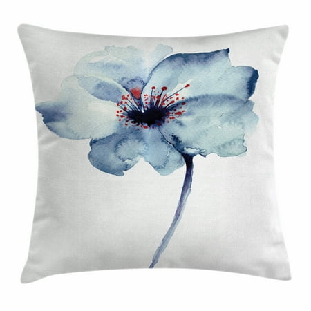Design A Cushions Watercolor Throw Pillow Cushion Cover, Artistic Design of a Spring Flower with Blue Tones Birth of Life Theme Print, Decorative Square Accent Pillow Case, 20 X 20 Inches, Pale Blue, by Ambesonne ()