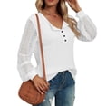thumbnail image 2 of Blusa frontal con botones NikouMX para mujer con costuras de encaje jersey de manga larga, 2 of 6