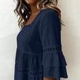 thumbnail image 4 of Bovemsi Oversized Tshirts for Women Comfort Round Neck 3/4 Sleeve Pleated Front Printed Trendy Tops for Women Trendy XXL, 4 of 5