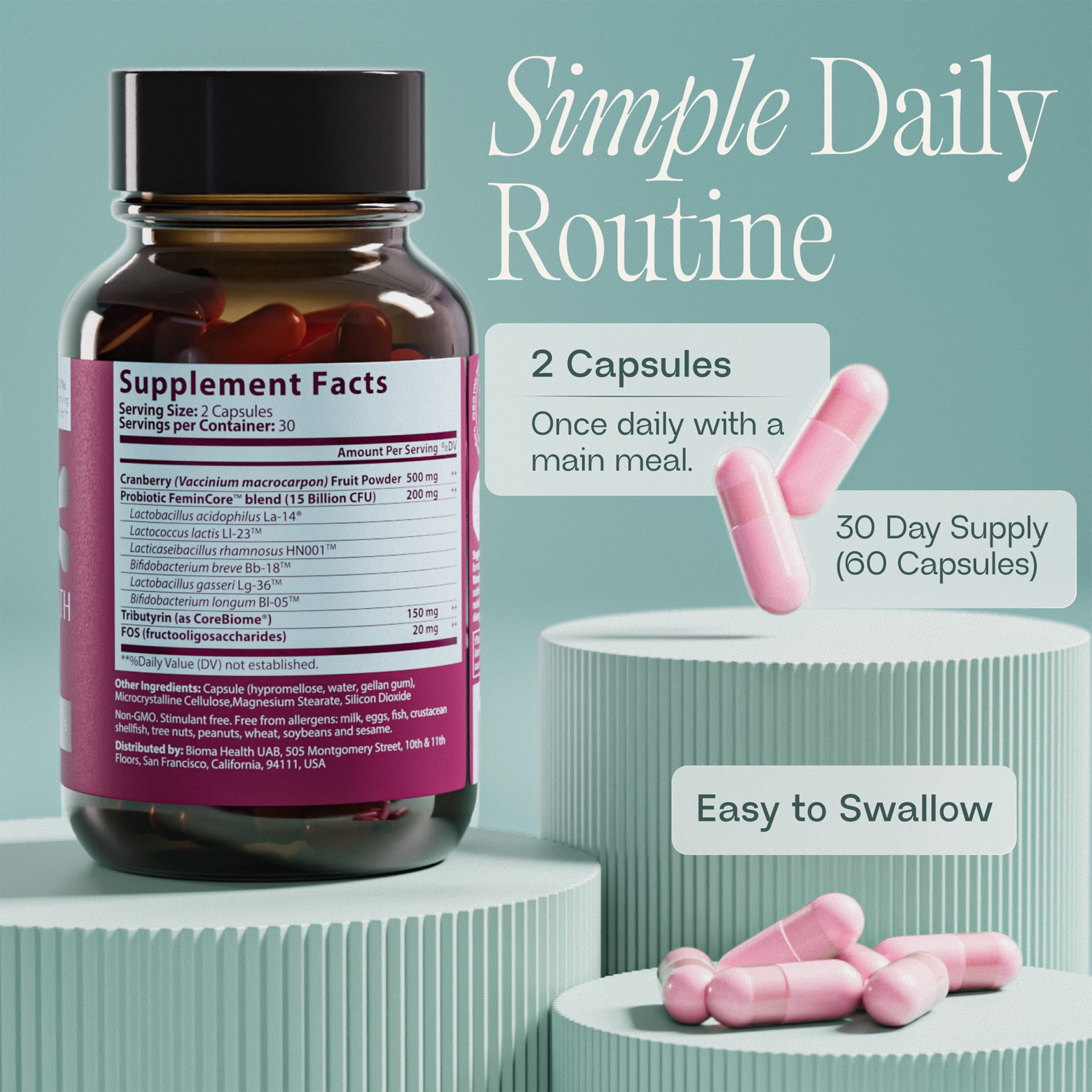 BIOMA Feminine Health Synbiotic, 60 ct / 30 serv.