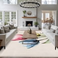 thumbnail image 4 of Area Rug 72×108in, Spring Colorful Tulips Flower on Retro Linen Floor Carpet Living Room Rug, Watercolor Botanical Non-Slip Welcome Mat Indoor Rugs for Bedroom Dining Room, 4 of 9