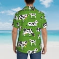 thumbnail image 6 of Balery Cows With Calfs Green Print Men's Hawaiian Shirts Short Sleeve Beach Shirt Relaxed Fit Vacation Button Down Shirts-X-Large, 6 of 9