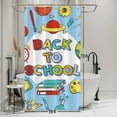 thumbnail image 2 of Back to School Shower Curtain School Supplies Schoolbag Clock Paints Apple Bath Curtain First Day of School for Kindergarten Primary School Bathroom Decorations with Hooks 36x72 Inches, 2 of 6