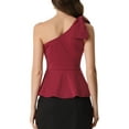 thumbnail image 3 of MODA NOVA One Shoulder Top for Juniors Bow Ruffled Peplum Top, 3 of 5
