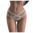thumbnail image 5 of Gibobby Braguita cintura alta Tangas sin costuras para mujer Ropa interior Dama Cintura Tanga Tangas Color sólido(Blanco， M), 5 of 5