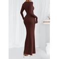 thumbnail image 4 of Vestido PRETTYGARDEN 2025 de Punto Acanalado Ajustado Maxi Color Café XXL, 4 of 8
