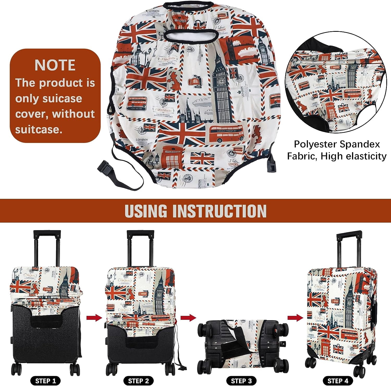Luggage Cover Protector Travel Suitcase Covers Protective Skin for Carry On Baggage Fit 25-28 Inch Luggage