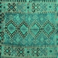 thumbnail image 1 of Ahgly Company Indoor Square Southwestern Turquoise Blue Country Area Rugs, 3' Square, 1 of 4