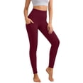 thumbnail image 2 of TGPMGRZ Leggings for Women Lifting High Waisted Elastic Yoga Pants Workout Leggings with Pockets Yoga Leggings for Sport Red Size M, 2 of 5