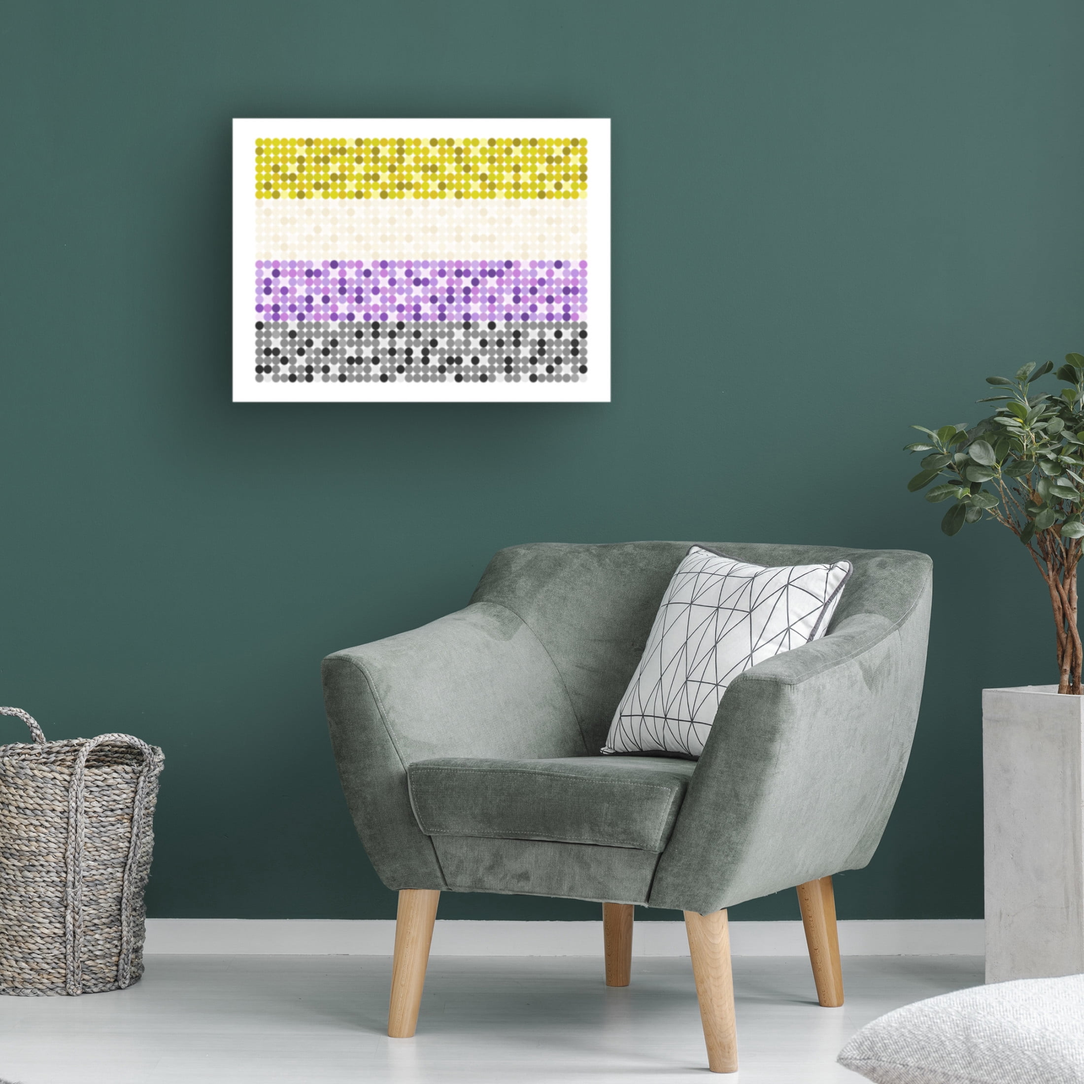 Canvas Wall Art - Tom Quartermaine 'Abstract Circle Non Binary Pride Flag' Wall Art for Living Room, Bedroom, or Office Décor by Trademark Fine Art - 32 x 24 Inches