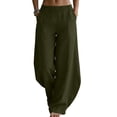 thumbnail image 2 of Zedker Oversized Wide-Leg High Waist Pants for Women Springtime and Summer Casual Elastic Waist Loose Long Pants with Pockets,Army Green,L, 2 of 9