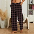 thumbnail image 2 of Evdexr Wide Leg Pants Mens Cotton Plaid Pajamas Flannel Plus Size Chrismas Pj Pants Lounge Twill Drawstring Fleece Stretch Sleepwear with Pockets Coffee S, 2 of 5