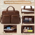 thumbnail image 3 of Messenger Bag Men PU Vegan Leather Laptop Bag 15.6 Inch  Briefcase Men's Large Computer Bag for Work Office Travel Retro Satchel Bags for Men Professional Dark Brown, 3 of 7