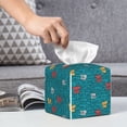 thumbnail image 6 of Sikiie Funny Cat Blue Leather Tissue Box Cover Square, tissue box holder, Tissue Box with Bottom Belt-5.2”x5.2”x5.2”, 6 of 7