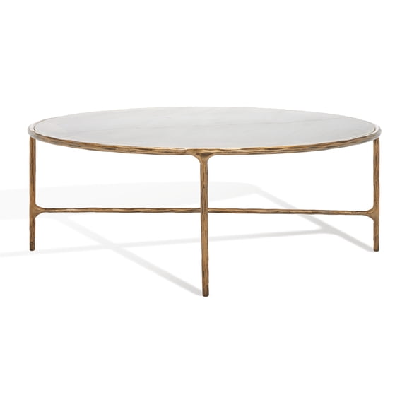 SAFAVIEH Couture Jessa Contemporary Oval Metal Coffee Table, Brass/White