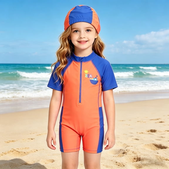 MEZZALL Children Girls Kids One-Pieces Monokini Swimsuit For Sun Warm Comfortable Breathable Swimwear Toddlers Children Fashionable Summer Flower Print Beachwear