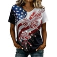 thumbnail image 4 of Patriotic Glitter Graphic Tee For Women Fourth Of July Celebration Top Comfortable Casual Summer Crew Neck Short Sleeve T-Shirt Daily Wear, 4 of 5