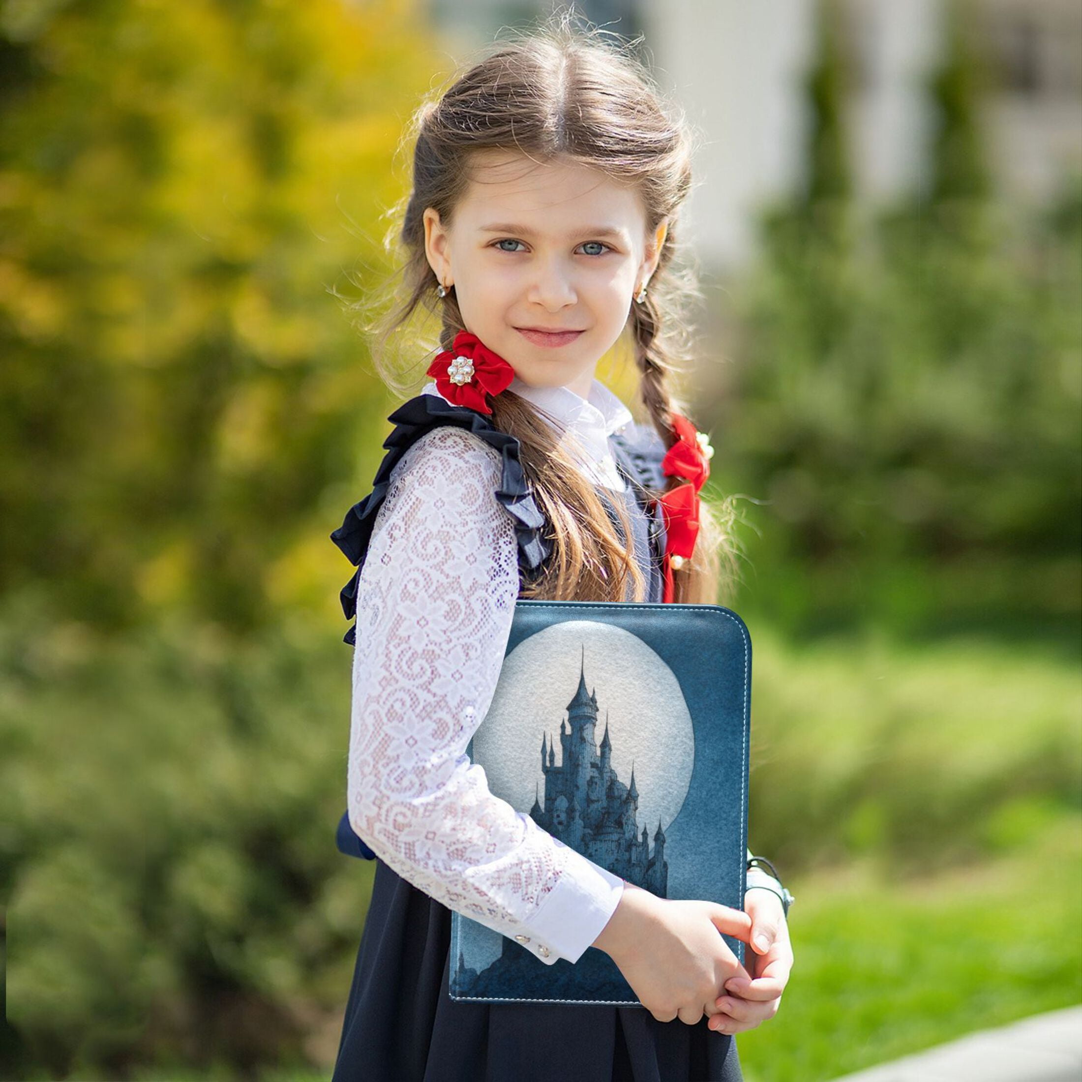 Game Card Storage Bag Collectible Trading Card Albums The 4-Pocket Card Binder With 50-Page Sleeve Can Hold 400 Game Cards Beautiful Blue Castle