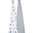 thumbnail image 2 of aden + anais Essentials 100% Muslin Cotton Swaddle Blanket, Male, 2 Pack, Space Cadet, 2 of 7