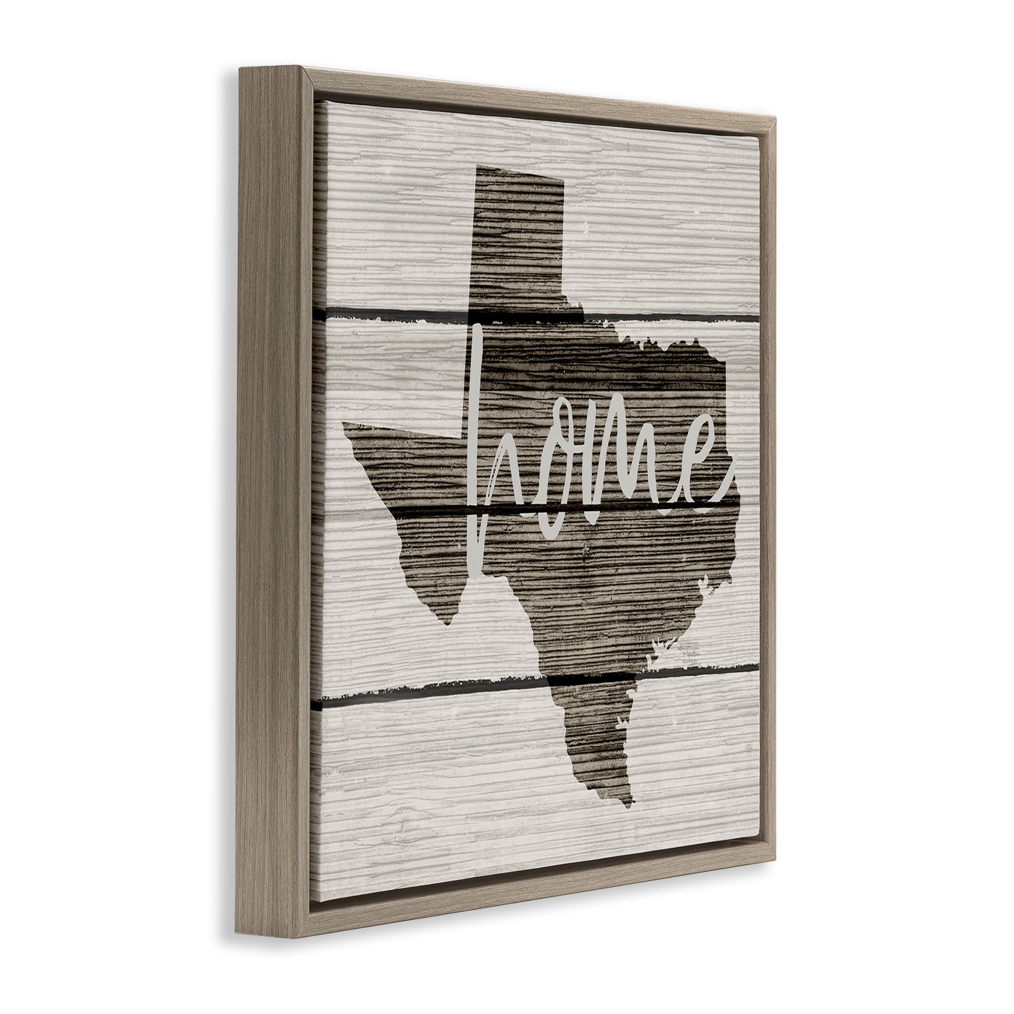 Stupell Industries Texas Rustic Typography Map Town & City Painting Brown Floater Framed Canvas Art Print Wall Art, 25 x 25
