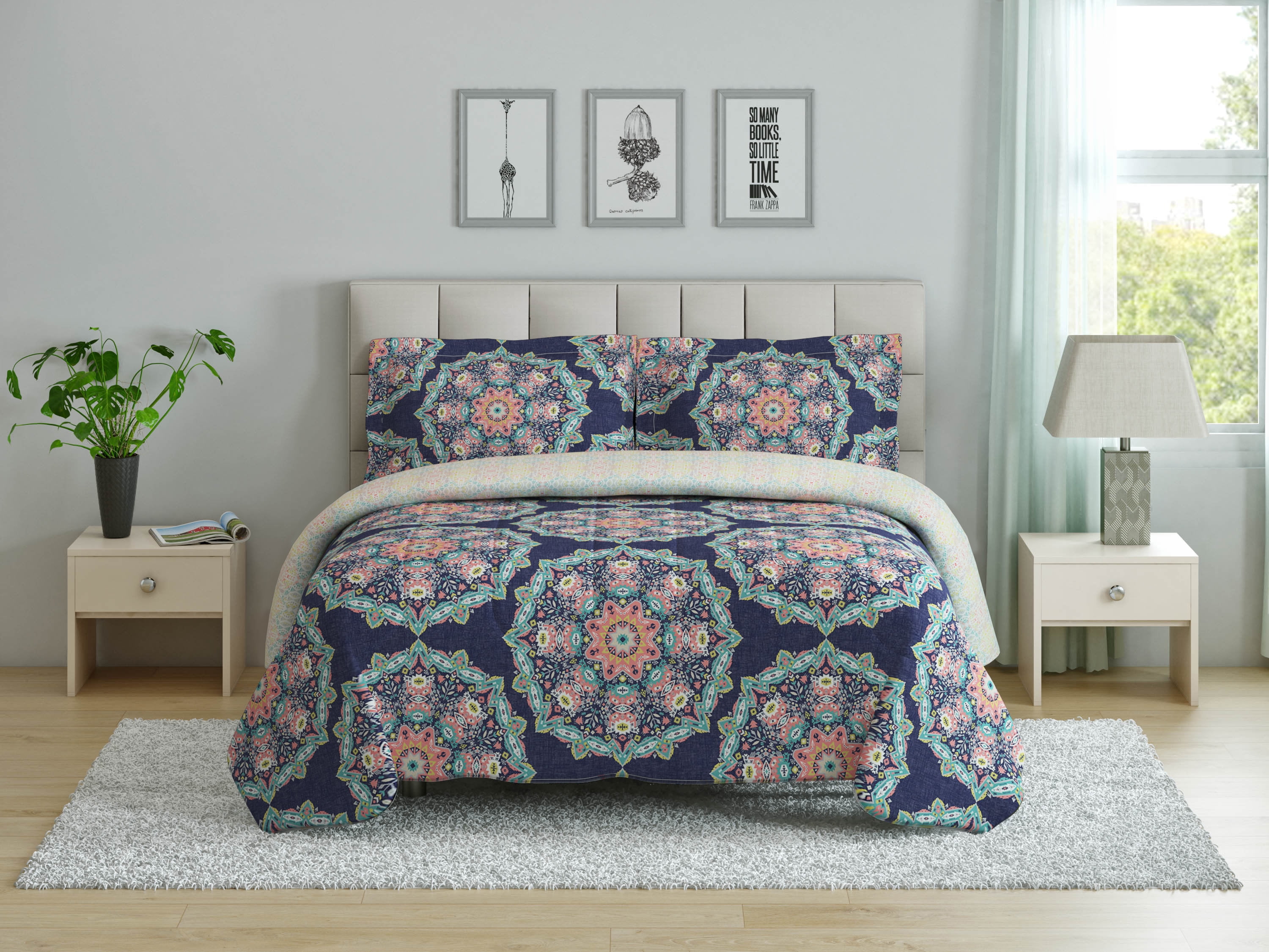 Peach Oak 3 Piece Full Queen Comforter Set Tribal Medallion