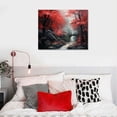 thumbnail image 4 of COMIO Wall Art Decor Canvas Print Picture Red Forest Waterfalls 1 Piece Modern Landscape Tree for Living Room Bedroom Kitchen Office Home Decorations Stretched and Framed Ready to Hang, 4 of 4