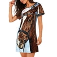 thumbnail image 2 of Vsdgher Motif Cheval de Noël Chemise de Nuit à Manches Courtes Col Rond Mignonne Robe de Nuit Confortable, 2 of 6