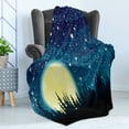 thumbnail image 4 of Starry Night Soft Flannel Fleece Blanket, Full Moon over the Forest Sky with Stars Dots and Swirls Background, Cozy Plush for Indoor and Outdoor Use, 50" x 60", Dark Blue Cream Black, by Ambesonne, 4 of 5