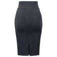 thumbnail image 3 of A2Y Women's Basic Solid Ponte Knee Length Slit Techno Span High Waist Pencil Skirt Heather Navy 3XL, 3 of 3