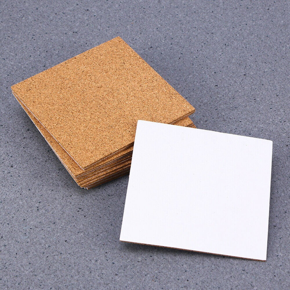 Sufanic 10pcs Self Adhesive Cork Squares,Strong Cork Adhesive Sheets, Reusable Cork Board Cork Backing Sheets, Mini Wall Cork Tiles Mat for Coasters
