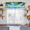 thumbnail image 4 of Beach Ocean Waves Valances for Windows, Summer Tropical Palm Tree Leaves Light Filtering Kitchen Curtains, Rod Pocket Window Valance Curtains for Living Room Bedroom, 60" W x 18" L, 2 Panels, 4 of 9