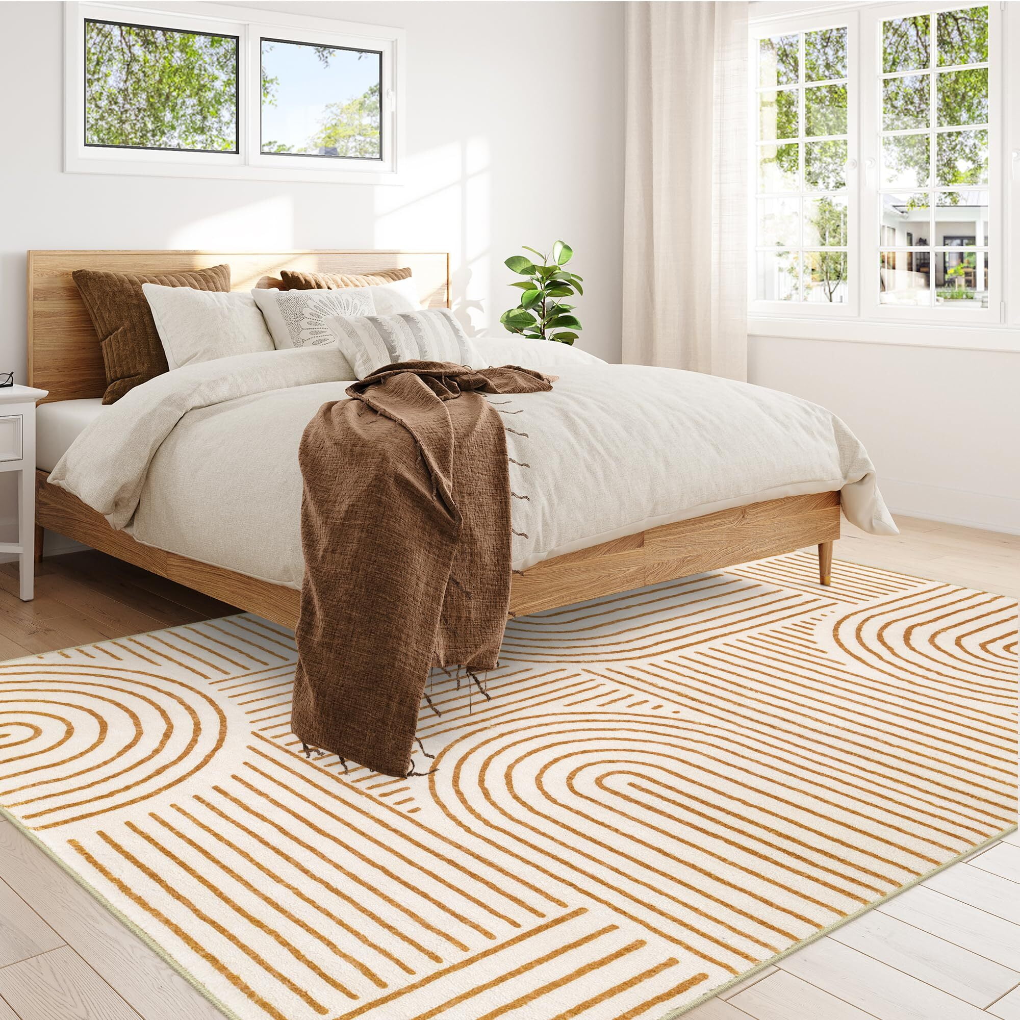 Moynesa Abstract Washable Rugs, 8x10 Rug for Bedroom Nursery Soft Non Slip Modern Living Room Rug, Ultra-Thin Non-Shedding Throw Carpet for Entryway Kitchen Office