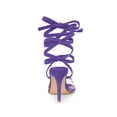 thumbnail image 2 of BLISSFUL STEP Women's Sandals Stiletto Heels Polka Dots Clear Strap Lace up Sandals Purple 10, 2 of 7