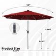 thumbnail image 2 of Autlaycil 10 ft Red Solar Patio Umbrellas with 32 LED lights for Market Outdoor Pool, Steel Tilt Crank, 2 of 7