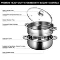 thumbnail image 4 of 2 PCS Stainless Steel Steamer Pot Set Cookware W/ Tempered Glass Lid, 4 of 5
