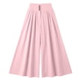 thumbnail image 6 of ibiyuan Petite Wide Leg Pants for Women Wide Leg Elastic Waist Palazzo Pants Women Loose Fit Work Trousers for Women Drawstring Women's Lounge Pants Cropped Spring Summer Vacation Outfits, 6 of 6