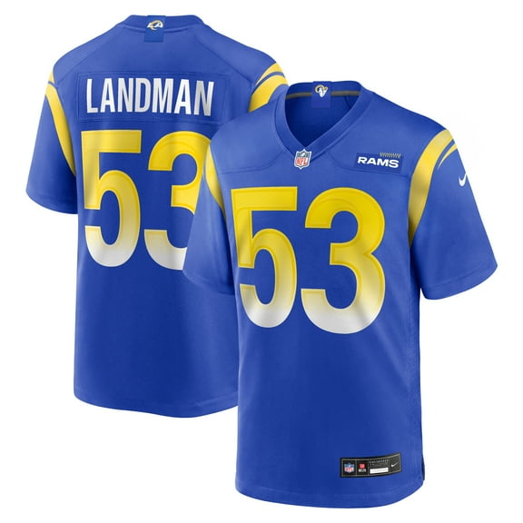 Men's Nike Nate Landman Royal Los Angeles Rams Team Game Jersey