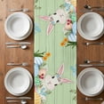 thumbnail image 4 of Table Runner 90 Inches Long for Kitchen Dining, Easter Bunny Dresser Scarf Farmhouse, Dining Table Decorations for Wedding/Parties, Farmhouse Colorful Eggs Tulip Wood Grain Green 13 x 90 In, 4 of 8
