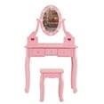 thumbnail image 6 of IVV Kids Vanity with Lights, Makeup Desk & Stool Set with Lighted Mirror, 3 Drawers and 2 Storage Bins, Toddler Dressing Table, Pretend Play Vanity Set for Little Girls Age 3+, Pink, 6 of 7