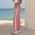 thumbnail image 6 of Women'S Printed Wide Leg Athletic Pants Elastic High Waist With Drawstring Loose Fit Striped Side Casual Joggers With Pockets, 6 of 6