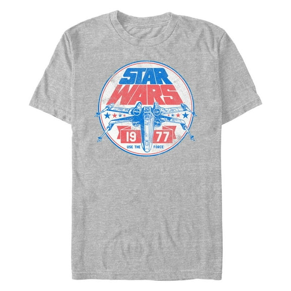 Men's Star Wars: A New Hope X-Wing Fighter 1977 Use the Force Distressed  Graphic T-Shirt