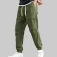thumbnail image 2 of Dagugfen Cargo Pants for Men Drawstring Elastic Waist Baggy Solid Color Jogger Sports Pants Pockets, 2 of 7