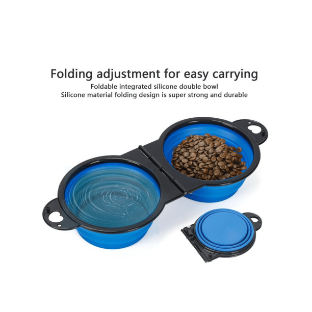 2 in 1 dog bowl portable foldable pet double bowl collapsible silicone water bowls for dog outdoor travel puppy food container