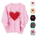 thumbnail image 7 of FAWUUDO Womens Sweet Valentines Crewneck Pullover Loose Fit Long Sleeve Heart Print Graphic Sweatshirt Casual Cozy Romantic Holiday Wear White XS, 7 of 7