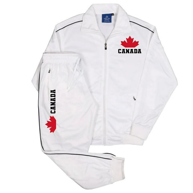 Men's Canada Print Designer Heritage Tracksuit With Track Jacket & Jogger Trackpants