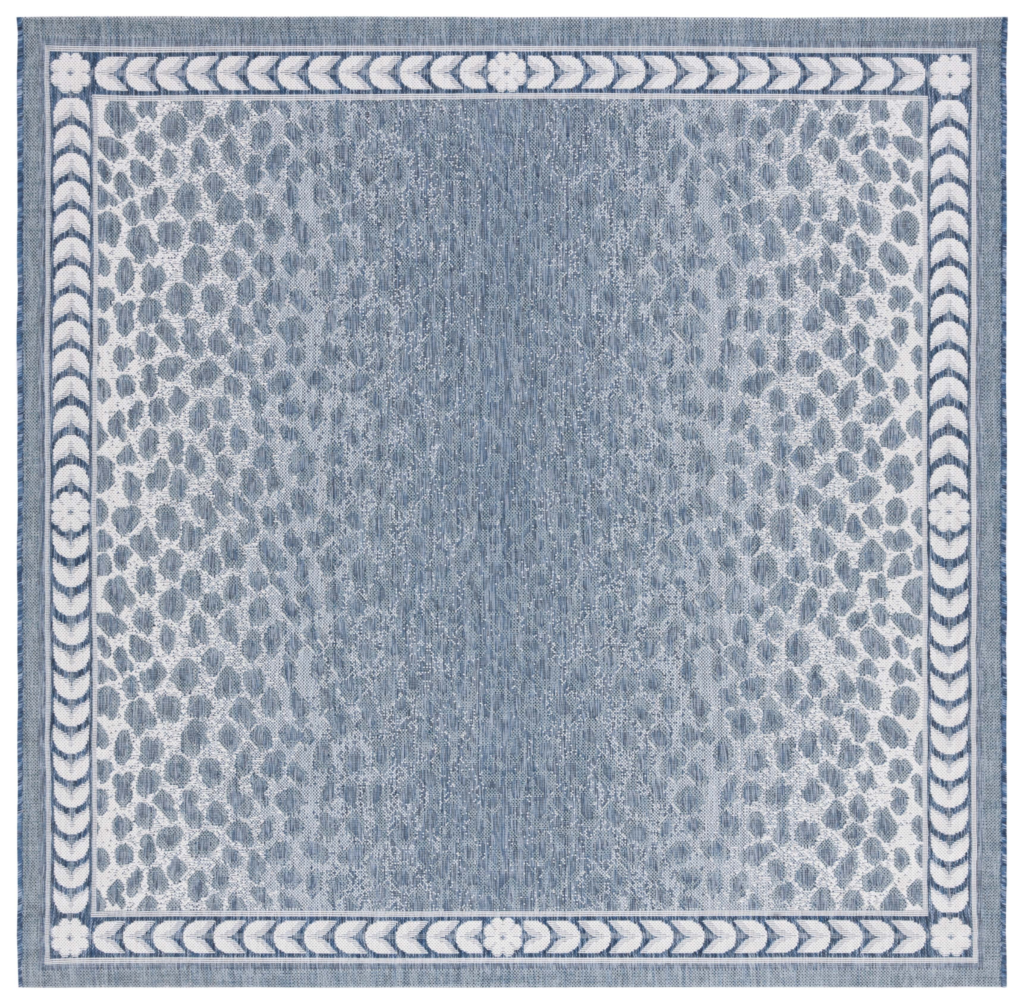 Safavieh Courtyard Regent Animal Indoor/Outdoor Area Rug, Blue/Ivory, 6'7" x 6'7" Square